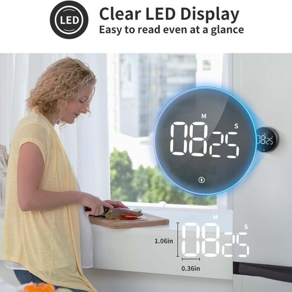Digital Kitchen Timer - Magnetic Countdown Countup Timer with Large LED Display - Picture 7 of 9